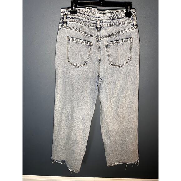 Fashion Nova 1980 Inspired Acid Wash Baggy Jeans with Cut out Waist Band Size 13 - Picture 5 of 9